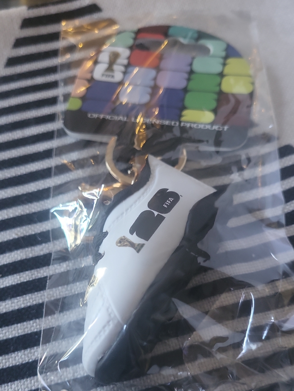 Fifa Sealed Soccer Sneaker Keychain , Black Whote Shoe Chain Gold